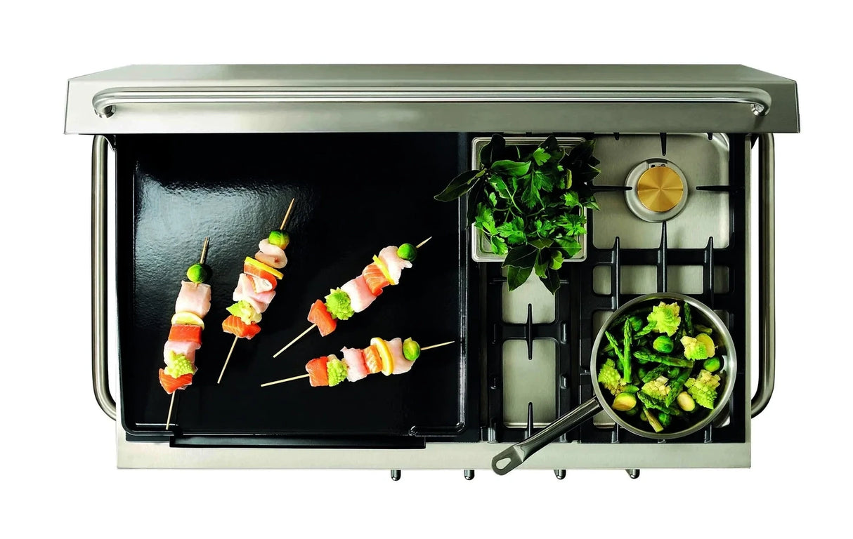 Open’Cook Integrated Gas Plancha With 5kW Burner Hob & Lid