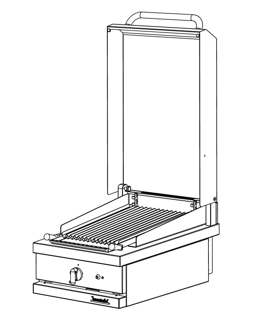 Open’Cook 400mm Wide Integrated Lava Rock Grill Hob With Lid