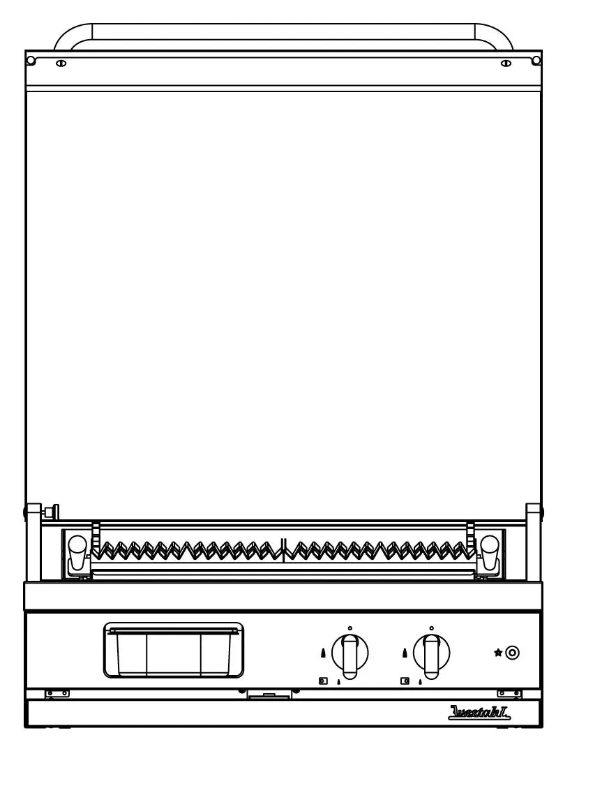 Open’Cook 700mm Wide Integrated Lava Rock Grill Hob With Lid