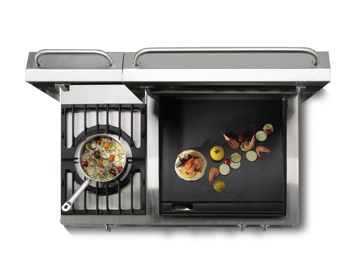 Open’Cook 1100mm Wide Integrated Hob With Enamelled Plancha + Hob Option On The Left