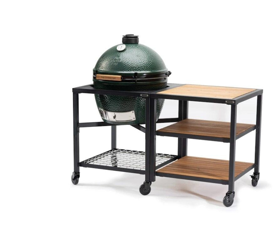 Big Green Egg Modular Nest + Expansion Frame + Acacia Shelves