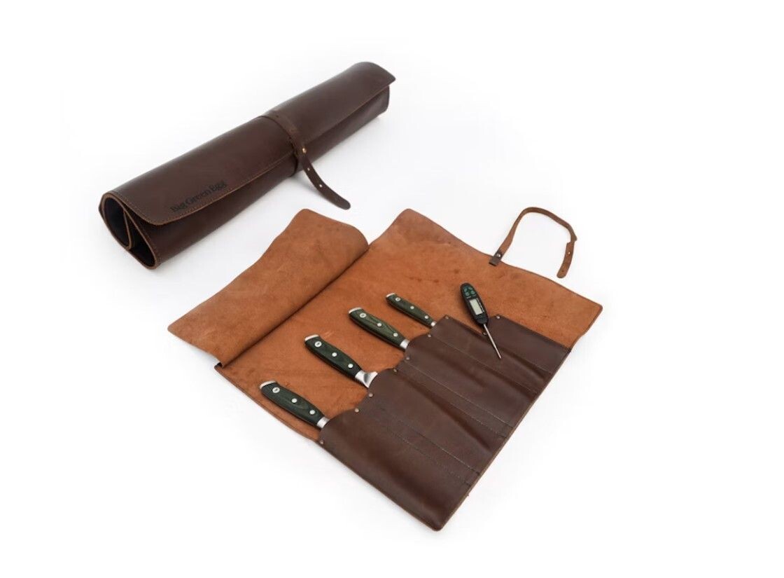 Big Green Egg Leather Knife Roll